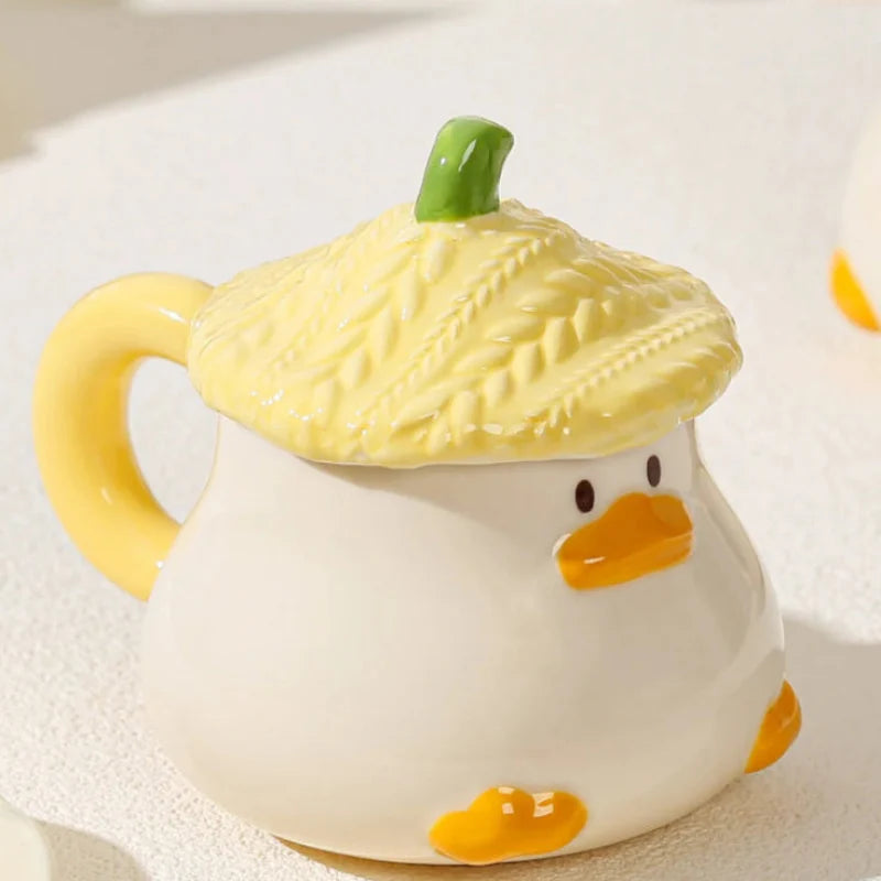 Kawaii Duck Mug With Lid