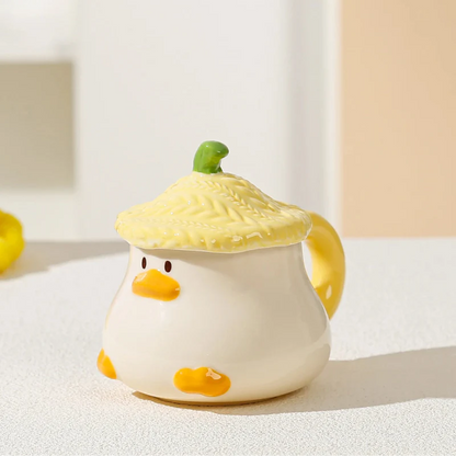 Kawaii Duck Mug With Lid