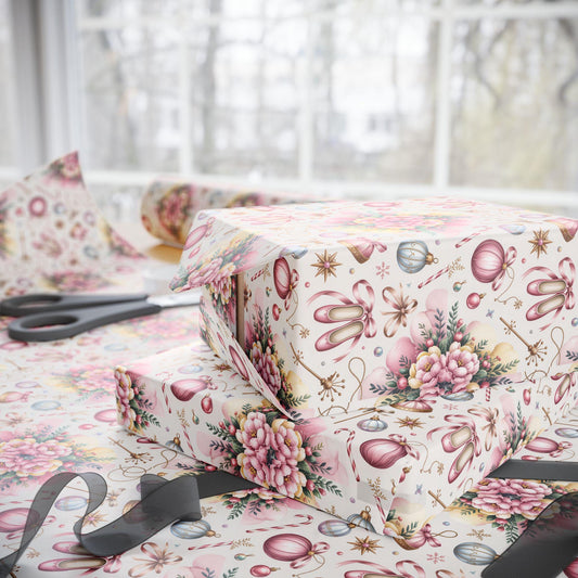 Luxury Christmas Wrapping Paper, Sugarplum Ballet Theme, Anthropologie Papyrus Inspired Design, Holiday Gift Wrap, Festive Packaging,