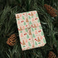 Coquette Christmas Wrapping Paper, Pink Holiday Gift Wrap with Cherries and Leopard Trees, Girly Aesthetic Wrapping Paper