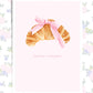 Croissant with Pink Bow Digital Download Poster | Cute Coquette Pink Trend Art | Breakfast Lover Wall Decor | Cute French Coffee Shop Decor